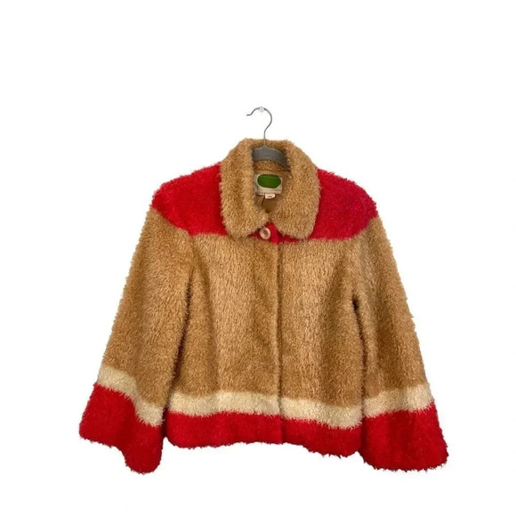 Anthropologie Sherpa pink/tan teddy jacket XS - Picture 13 of 15